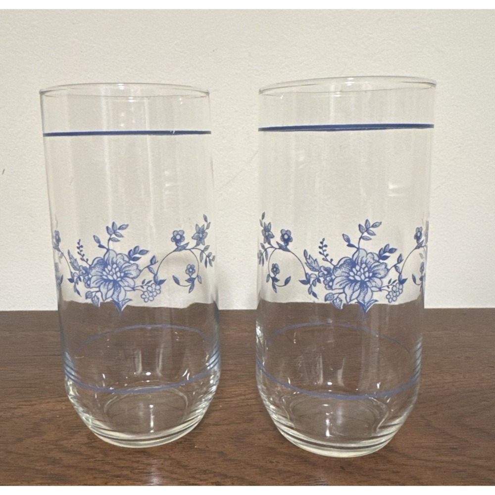 Set of 2 Vintage France Arcopal Glenwood Glasses Tumblers 16 oz